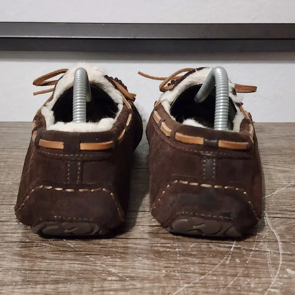 UGG Olsen Men's Suede Shearling Lined Moccasin Slippers Shoes Size 10 Brown - Picture 4 of 9